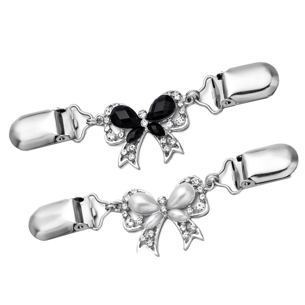 2 Pieces Retro Bow Knot Brooch Clips Shawl Scarf Cardigan Sweater Clips