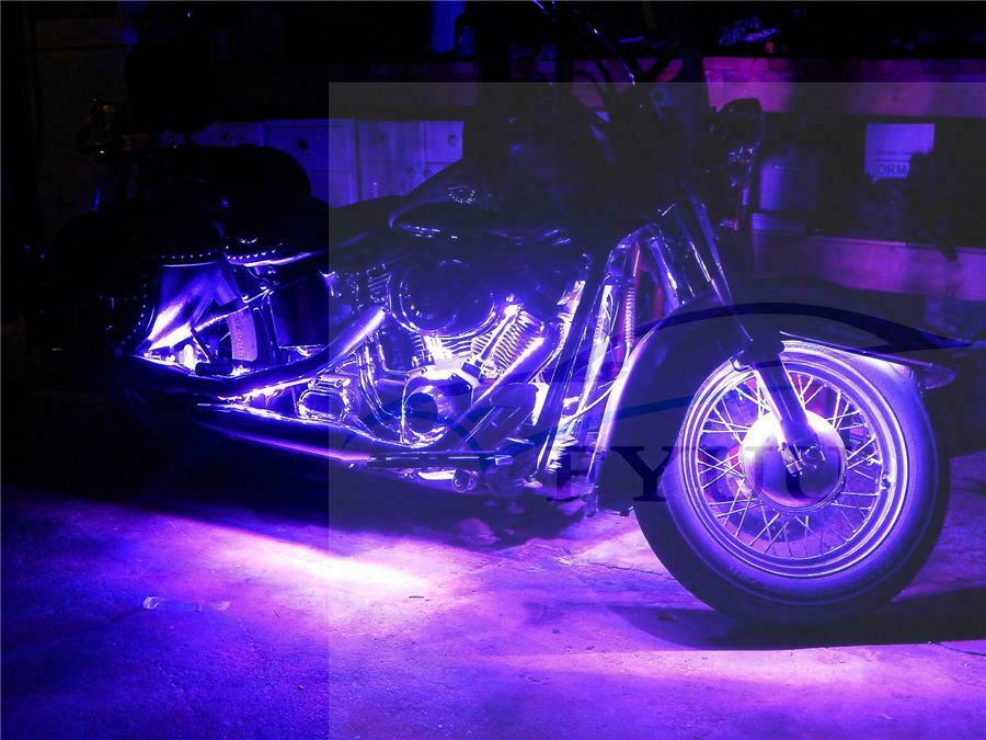 12Pcs 120LED Universal Motorcycle RGB Neon Under Glow Lights Strip Kit Car Motor