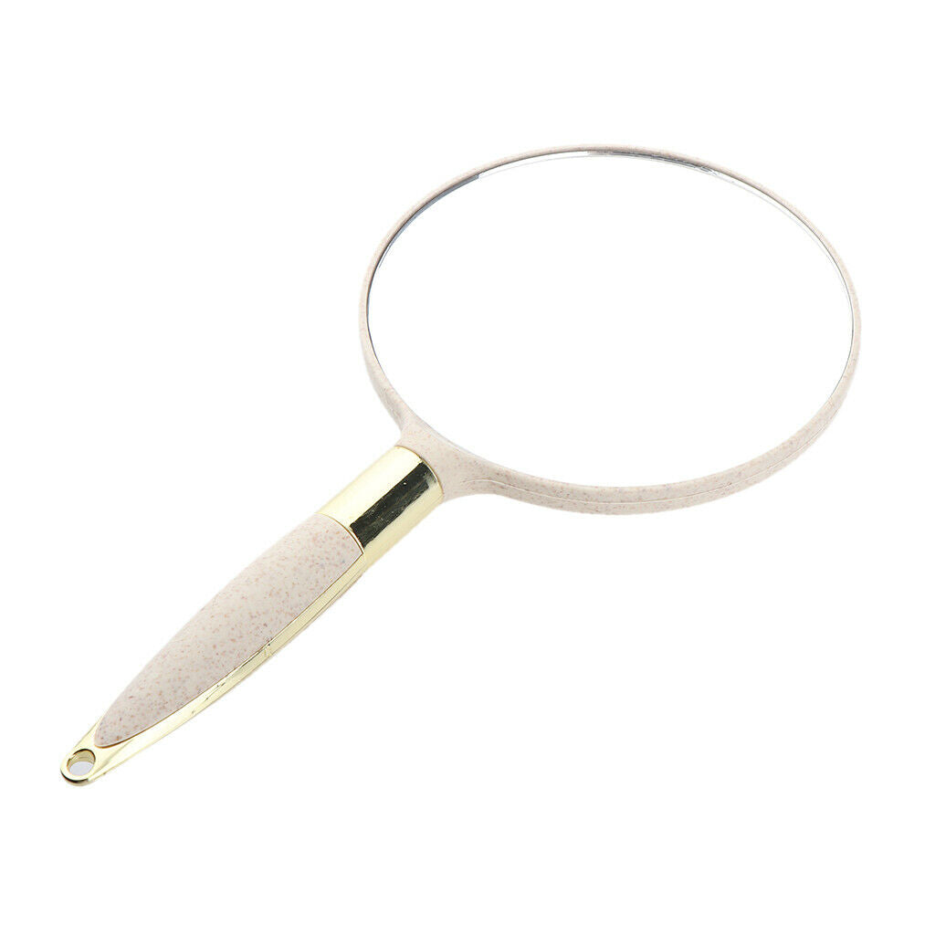 Portable Plastic Handheld Mirror for Vanity Makeup Home Salon Travel Beige