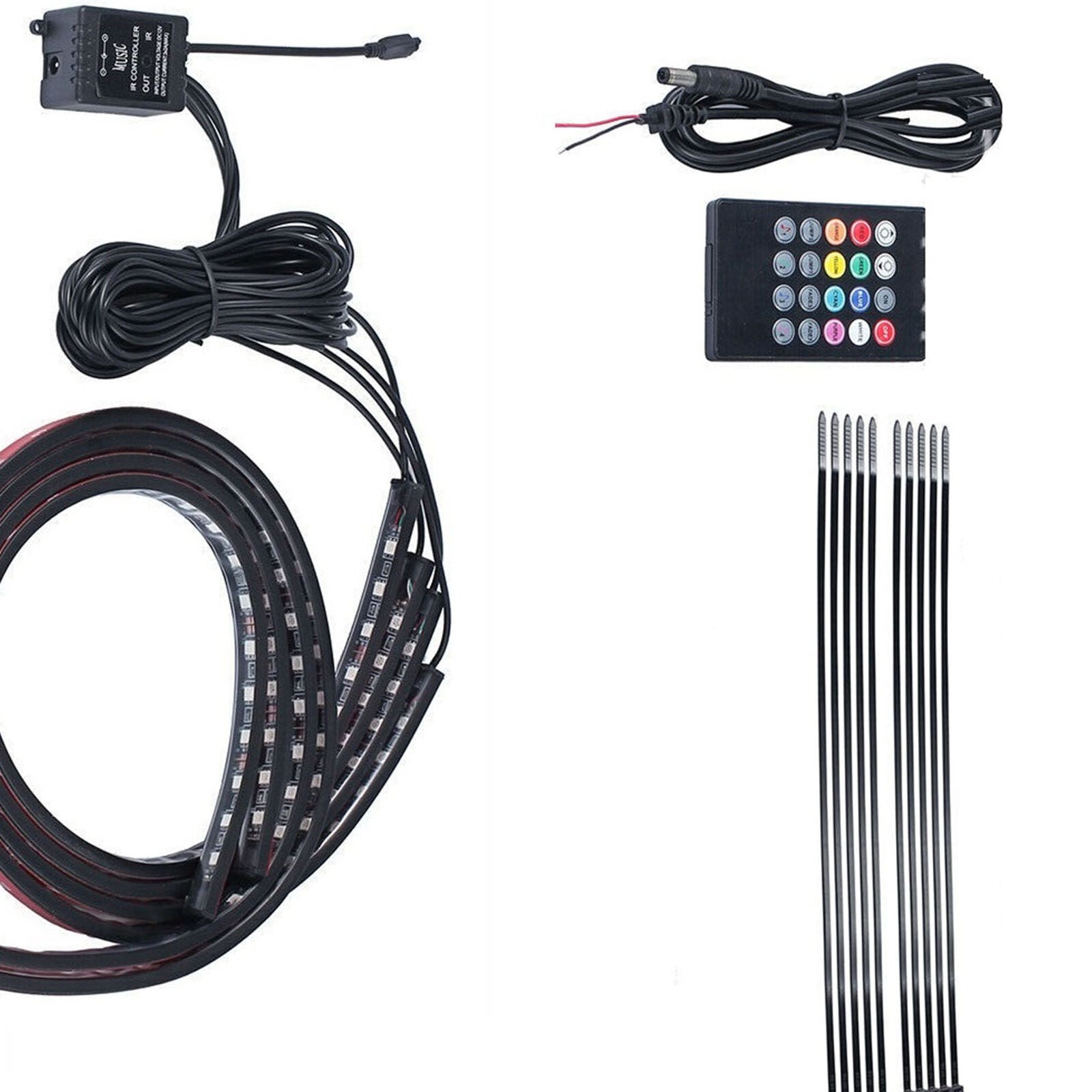 4 in 12 LED Strip Under Car Tube underglow Underbody System Neon Lights Kit