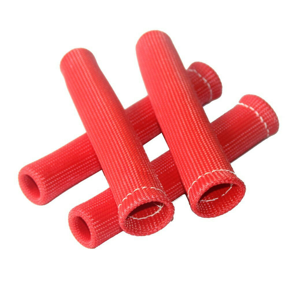 8pc Red 1200° Spark Plug Wire Protector Cover Heat Shield Sleeve SBC BBC 350 454