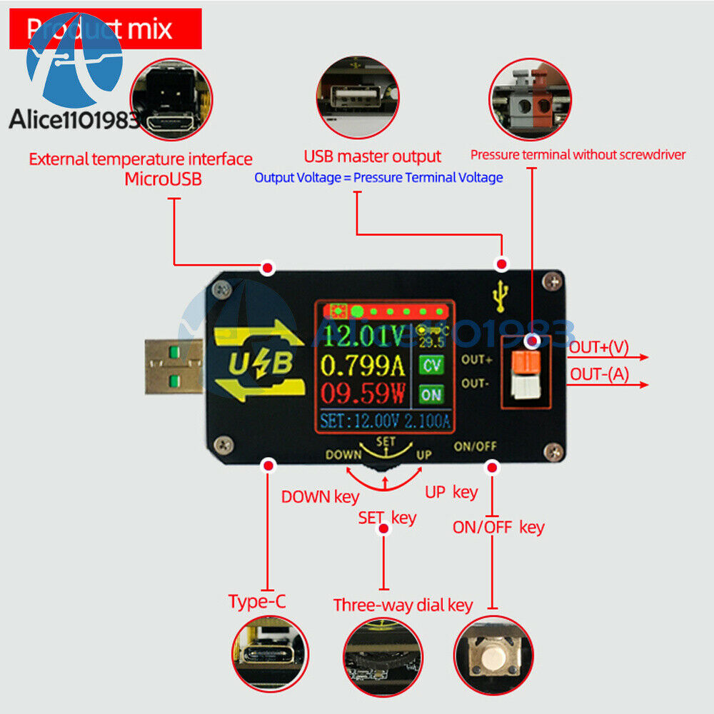 USB 5V to 9V 12V 24V Buck Boost Constant Voltage Current Power Supply Module