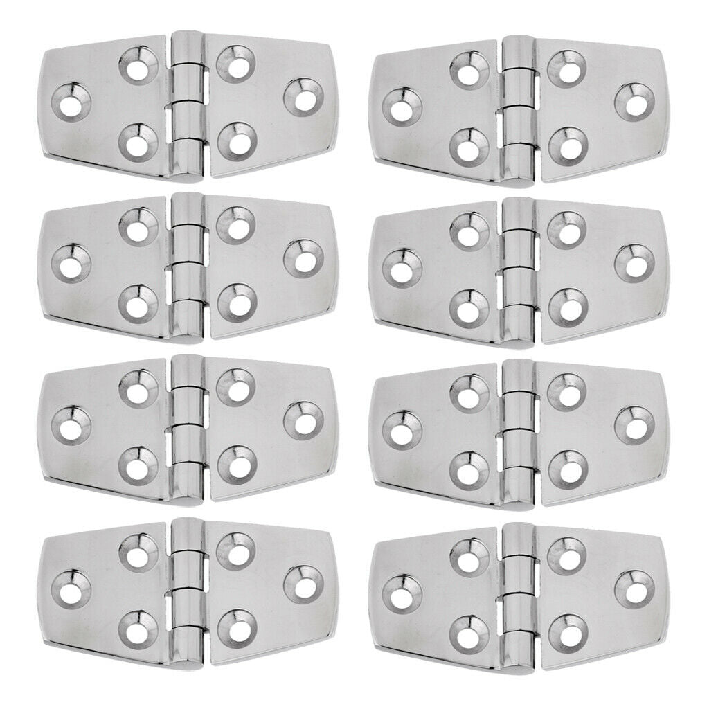 8Pcs Marine Boat Deck Flush Strap Door Hinge - Polished 316 Stainless Steel