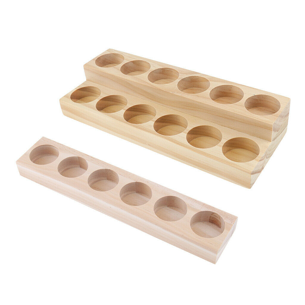 2 Pcs Wooden Aroma Essential Oil Display Case Storage Rack Tray Holder Storage