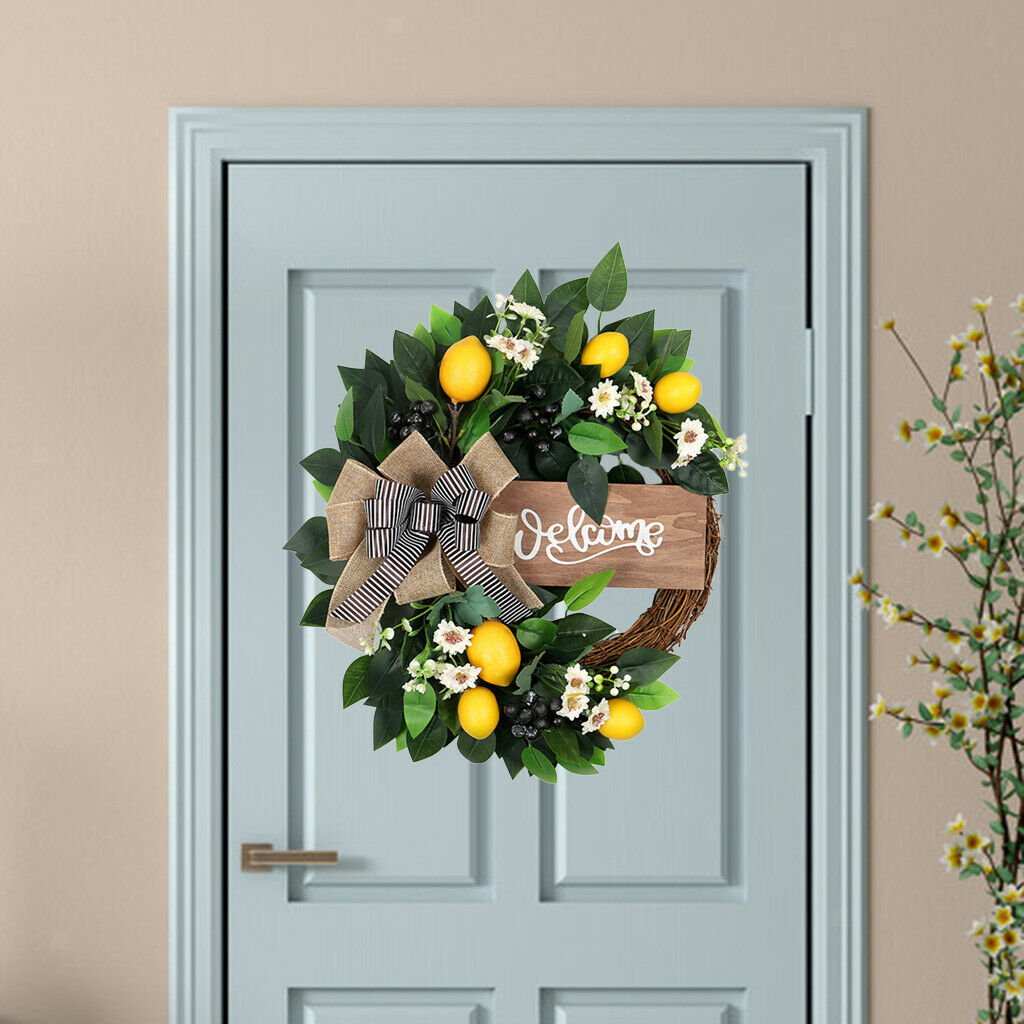 Lemon Wreath with Bowknot Window Wall Living Room Fruit Garland Ornaments
