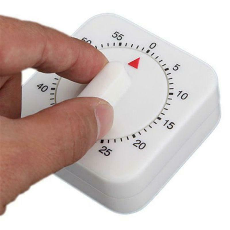 Square 60 Minute Mechanical Kitchen Cooking Timer Alarm Food Preparation Baking