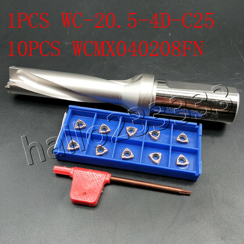 Φ20.5-4D-C25 20.5mm U drill indexable drill+10* WCMX040208-FN CNC U drill insert