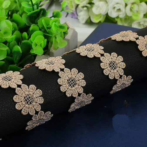 2 yard Flowers Embroidered lace Trim Sewing Hair ornaments crafts Accessories