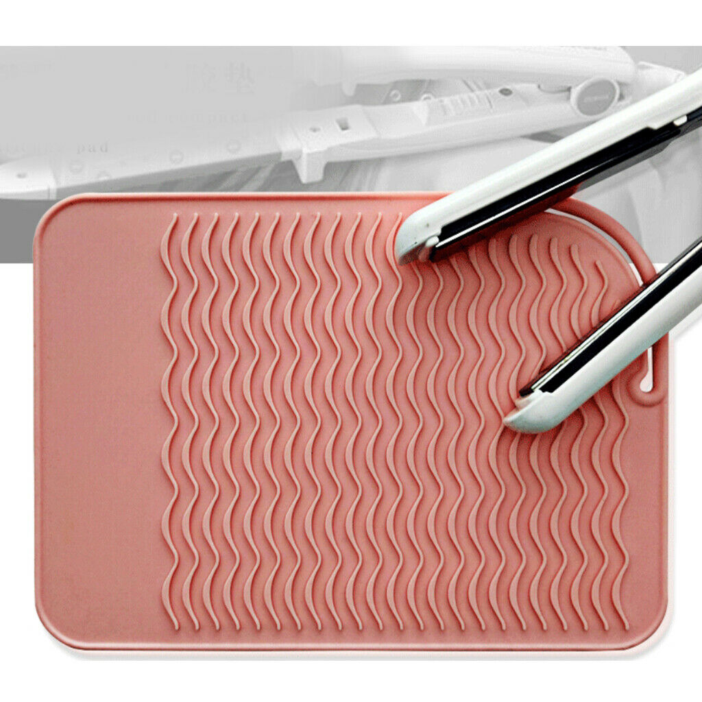 Salon Hair Straightener Anti Heat Safety Silicone Mat Non-Slip Storage Pouch