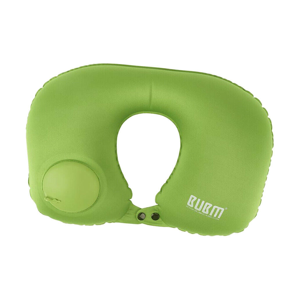Inflatable Travel Pillow U Shaped Neck Pillow  for Car Trains Airplane green