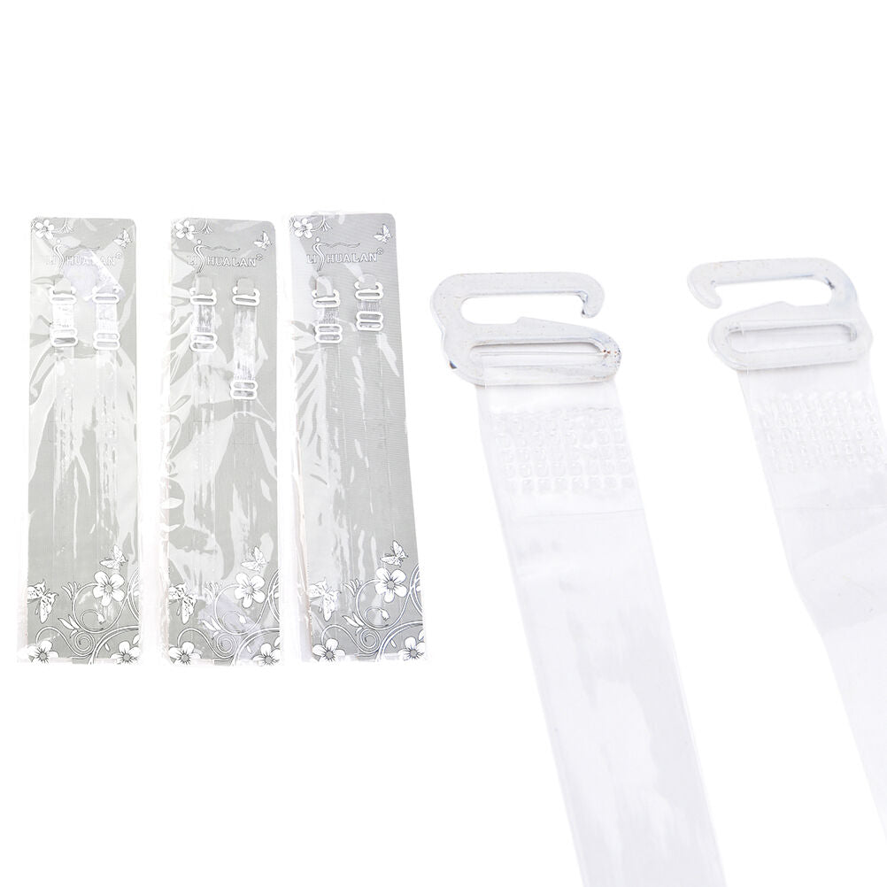 6 Pairs Transparent Plastic Bra Straps Invisible Adjustable Detachable Cl_DD