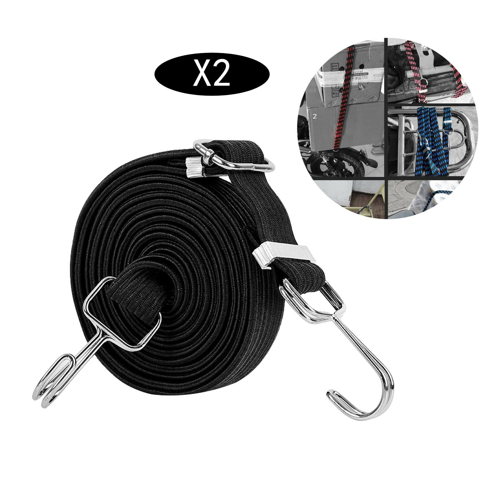 2pcs Latex Bungee Cord Bike Car Roof Cargo Rack Luggage Strap with Hooks