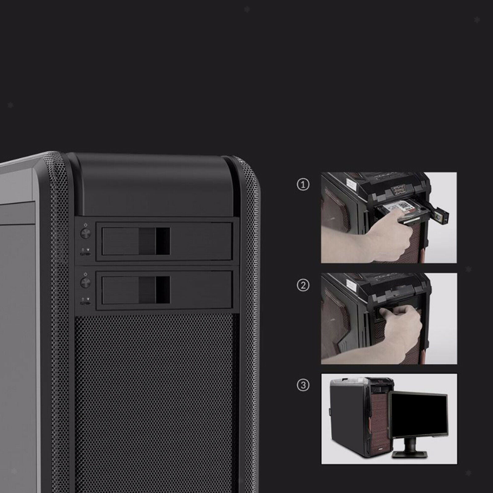 Hard Drive Caddy Tray Mounting Bracket 3.5" SATA HDD Frame Latch Design