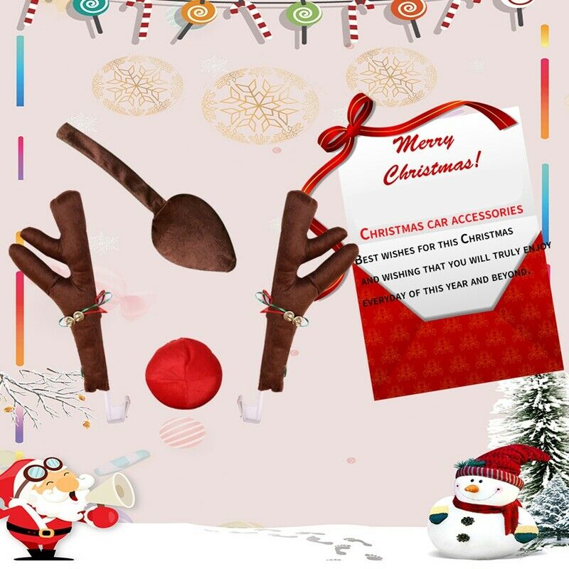 Reindeer Decoration Car Vehicle Nose Horn Costume Set Rudolph Christmas ReindeG3
