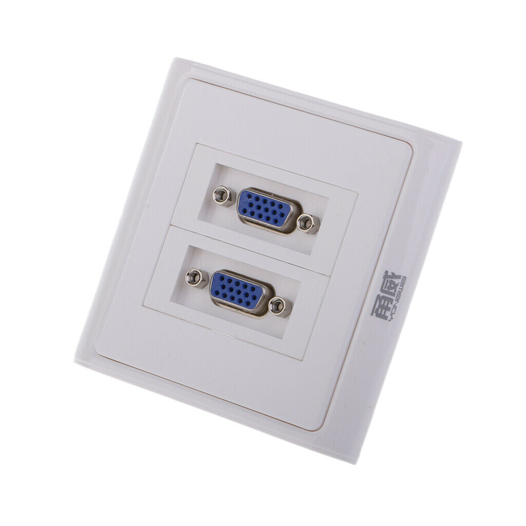 2 Port Outlet 15-Pin Female VGA Wall Plate