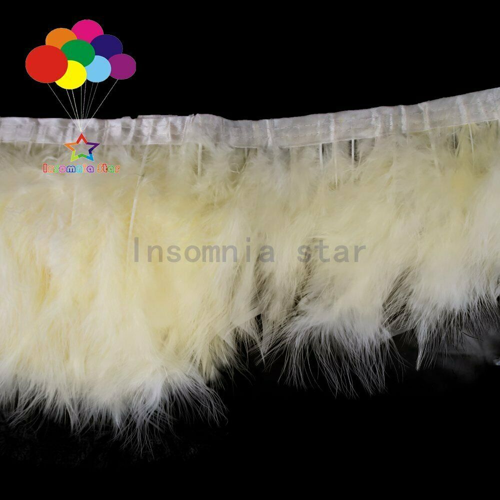 6-7" Creamy yellow Turkey Feathers Trimming Long Single Plumes Satin Ribbon