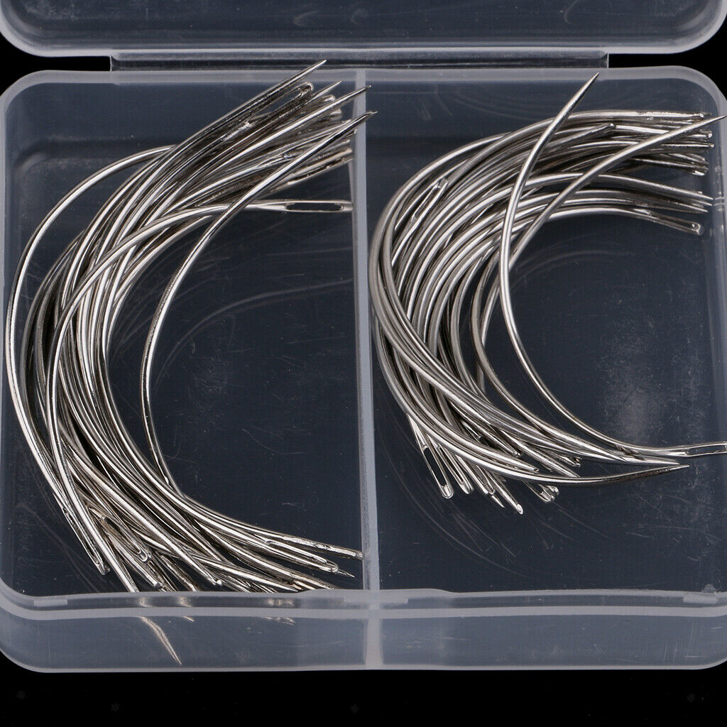 2X Multi-purpose 50 Pieces C Type Weaving Needle Upholstery Curved Needles