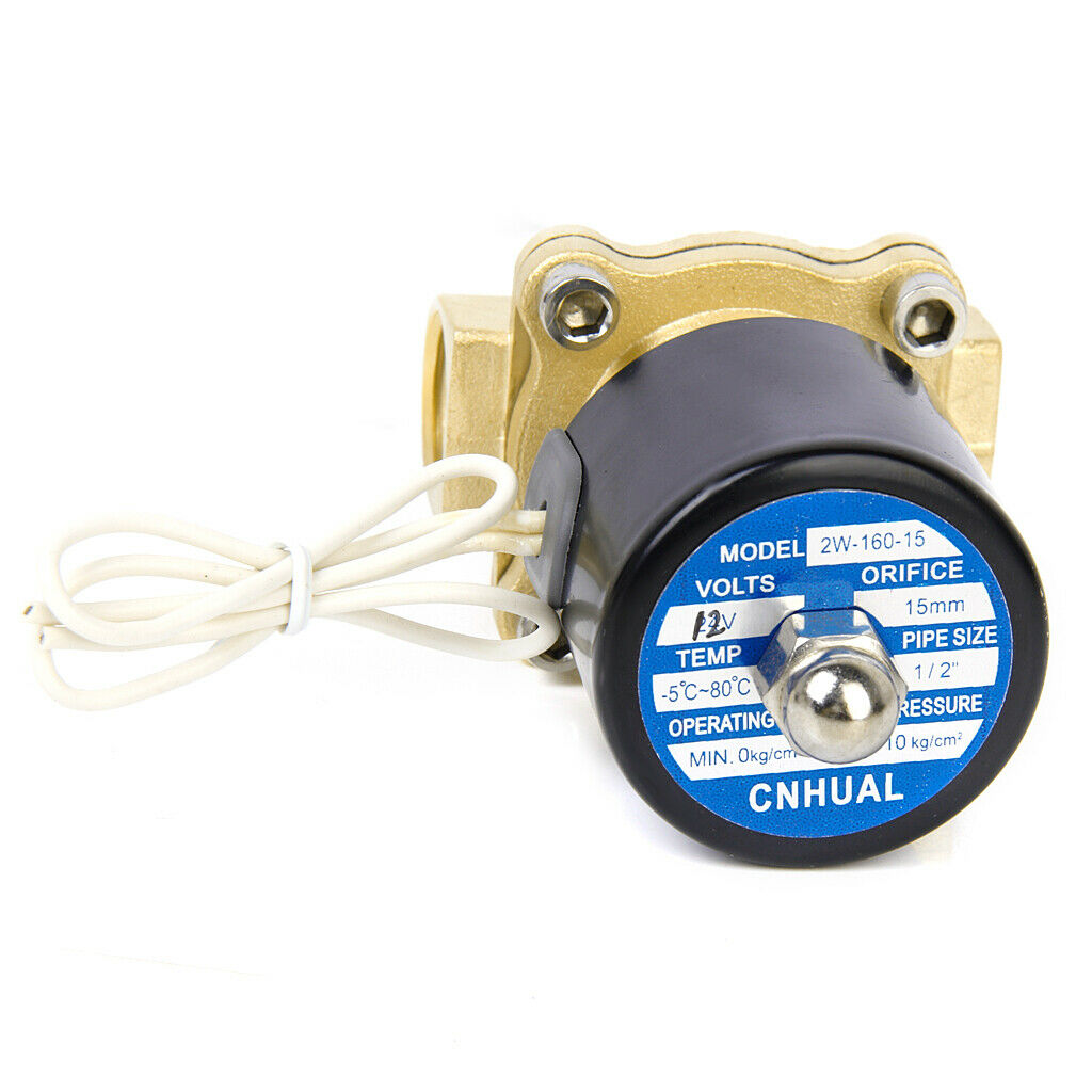 DC 12V 1/4 Inch Electric Solenoid Valve for Air Water+12V DC 1/2" Brass Electric