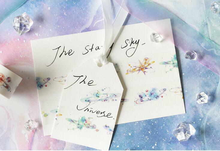 Special ink Adhesive Tape Planet Galaxy Paper Tape Scrapbooking Stickers 25mm