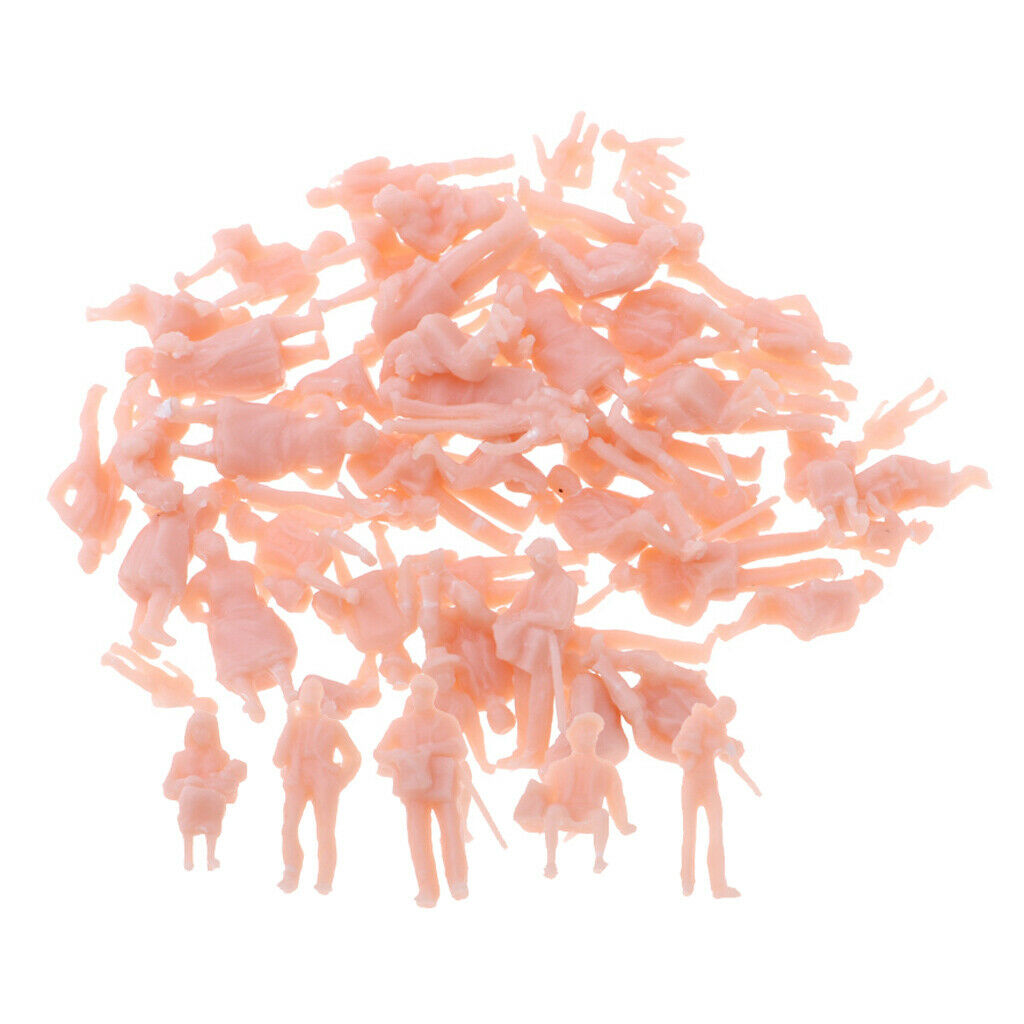 60 Pieces 1/87 Scale Plastic Family People Figures Train Railways LAYOUT