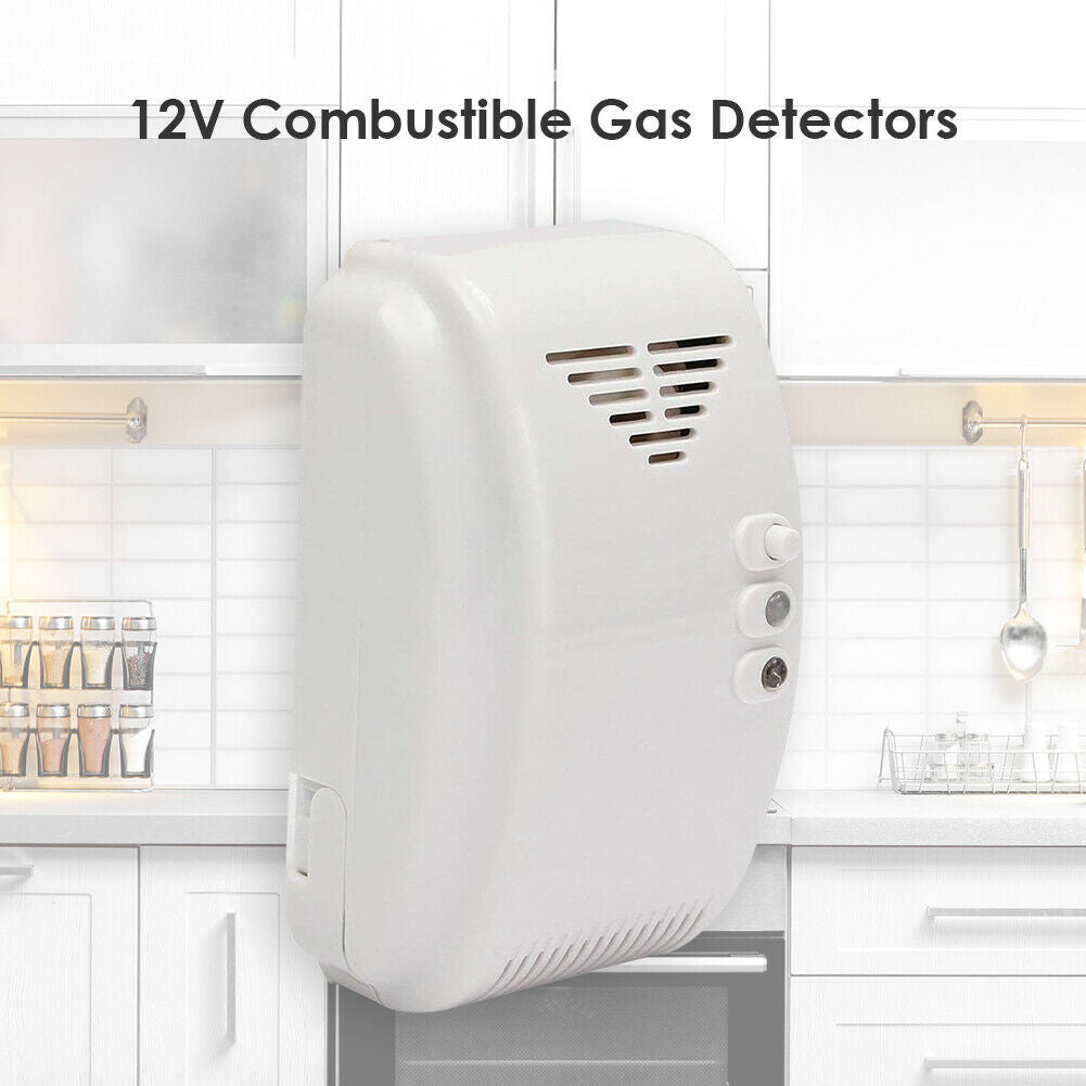 12V Wall Gas Detector Alarm Sound Light Warning Butane LPG Natural Smoke Sensor