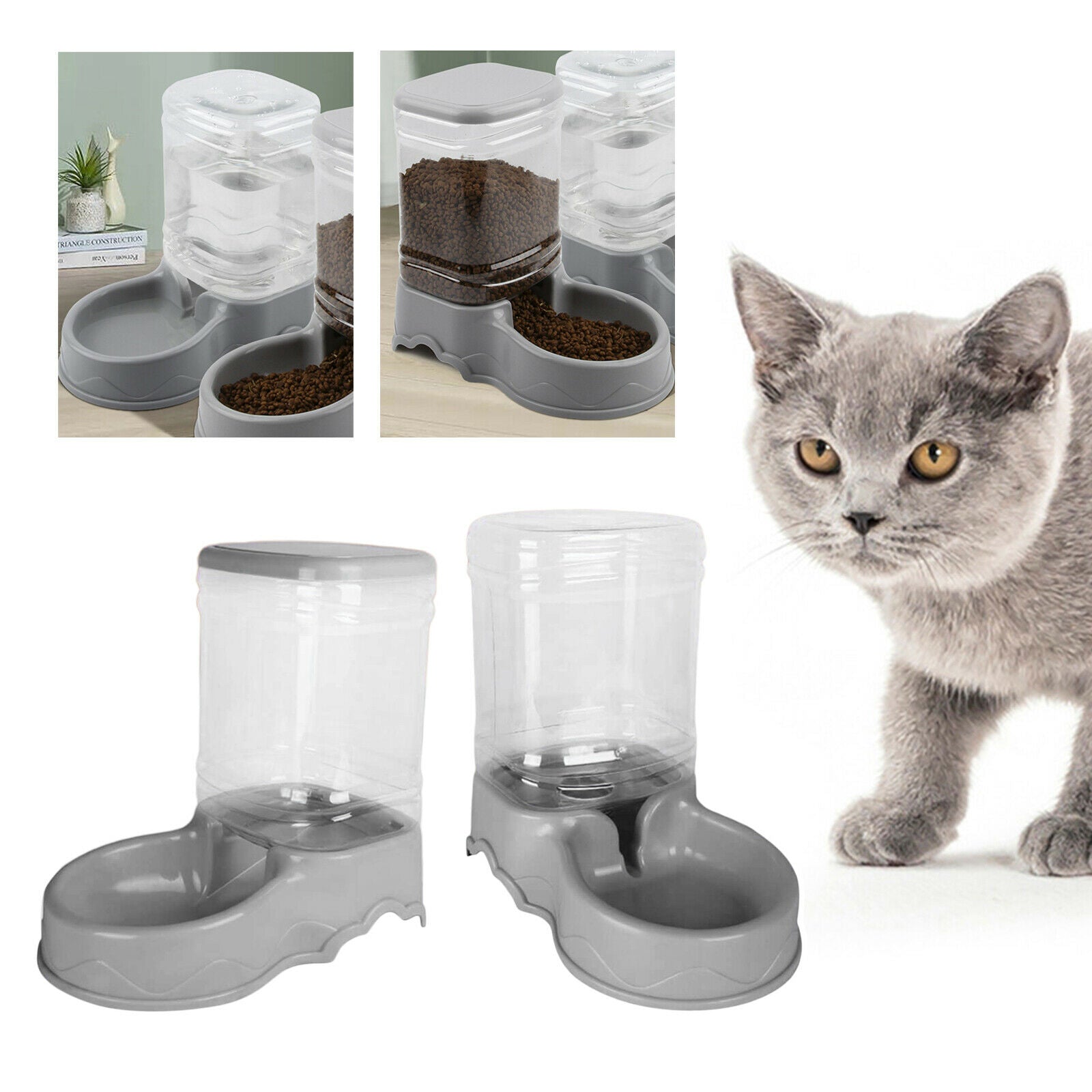 2x Automatic Feeder Small Medium Large Pets Food Feeder 3.5L Travel Supply Water