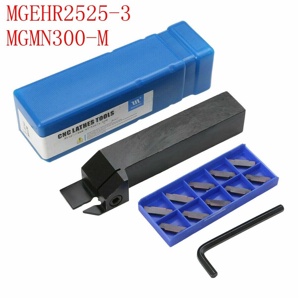 1pc MGEHR2525-3 CNC Lathe Grooving Turning Tool Holder + 10pcs MGMN300-M Inserts