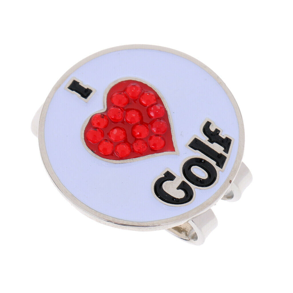 Golf Hat Clip With Detachable  Golf Ball Marker Heart Design