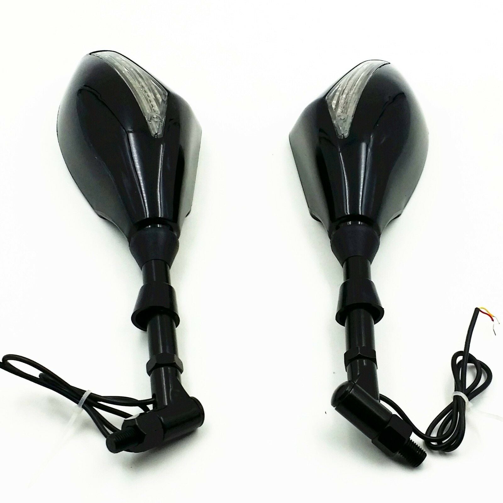 Black M10 LED Turn Signal Rearview Mirrors For Suzuki SV GSF Street Street Bike