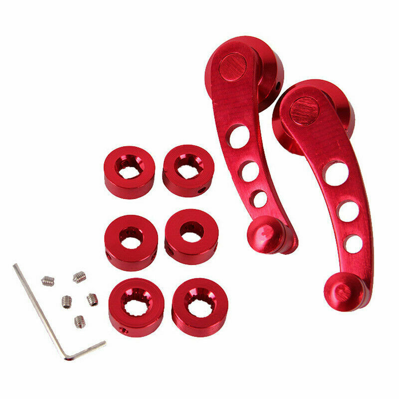 One Pair Red Auto Vehicles SUV Glass Window Winder Crank Handle Knob Accessories