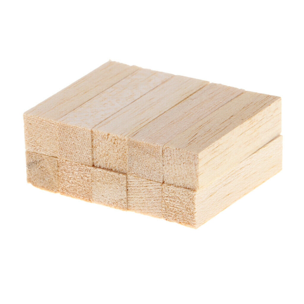 10 Pieces Square Balsa Wood Stick Block Unfinished Woodcraft Dowel Rod 50mm