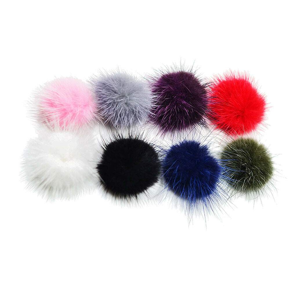 8pcs Mini Fur PomPom KeyChain Bags Hair Bulb Pendants for women Lovely Fluffy