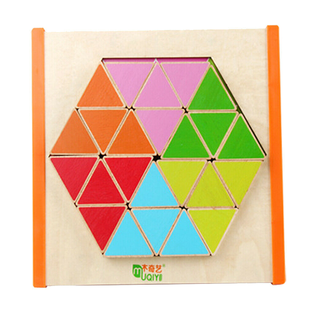 Wooden Jigsaw Puzzles, Included 24pcs Triangle Pieces and 1 Jigsaw Board, Color