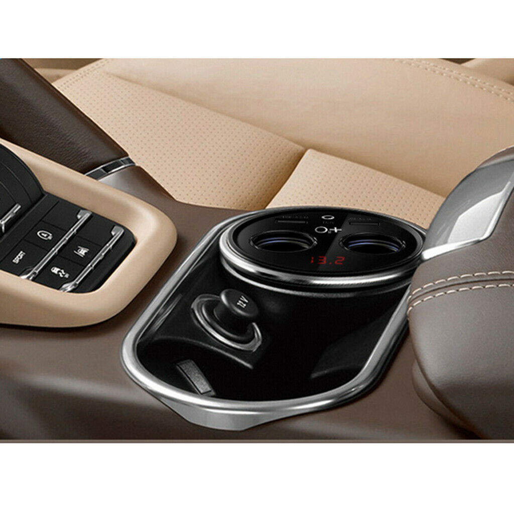 4 in 1 Universal Car Charger Cigarette Lighter Dual USB Phone Cup Holder