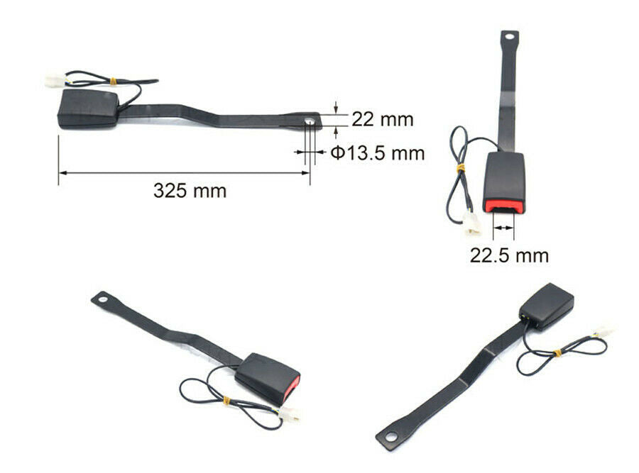 13.5mm Camlock Auto Car Seat Belt Lock Buckle Plug With Warning Cable 325mm