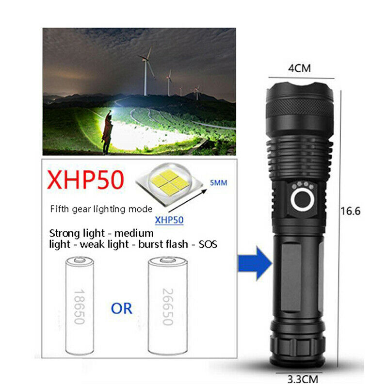 Super Bright 4 Core P50 LED Flashlight Waterproof Torch for Adventure CampinBDA