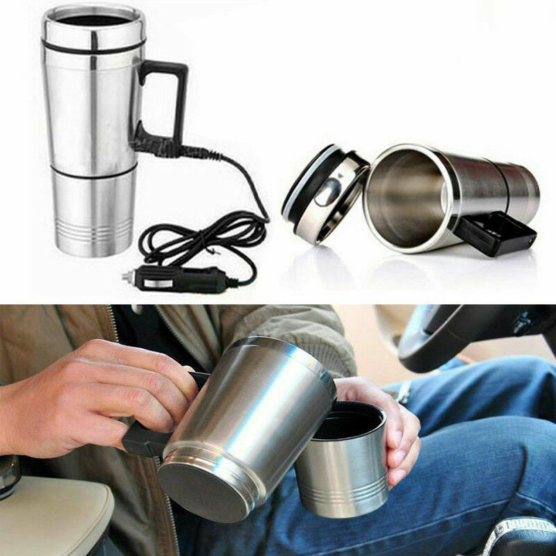 12V Stainless Steel Car Camping Heating Cup Milk Water Tea Coffee Bottle Warmer