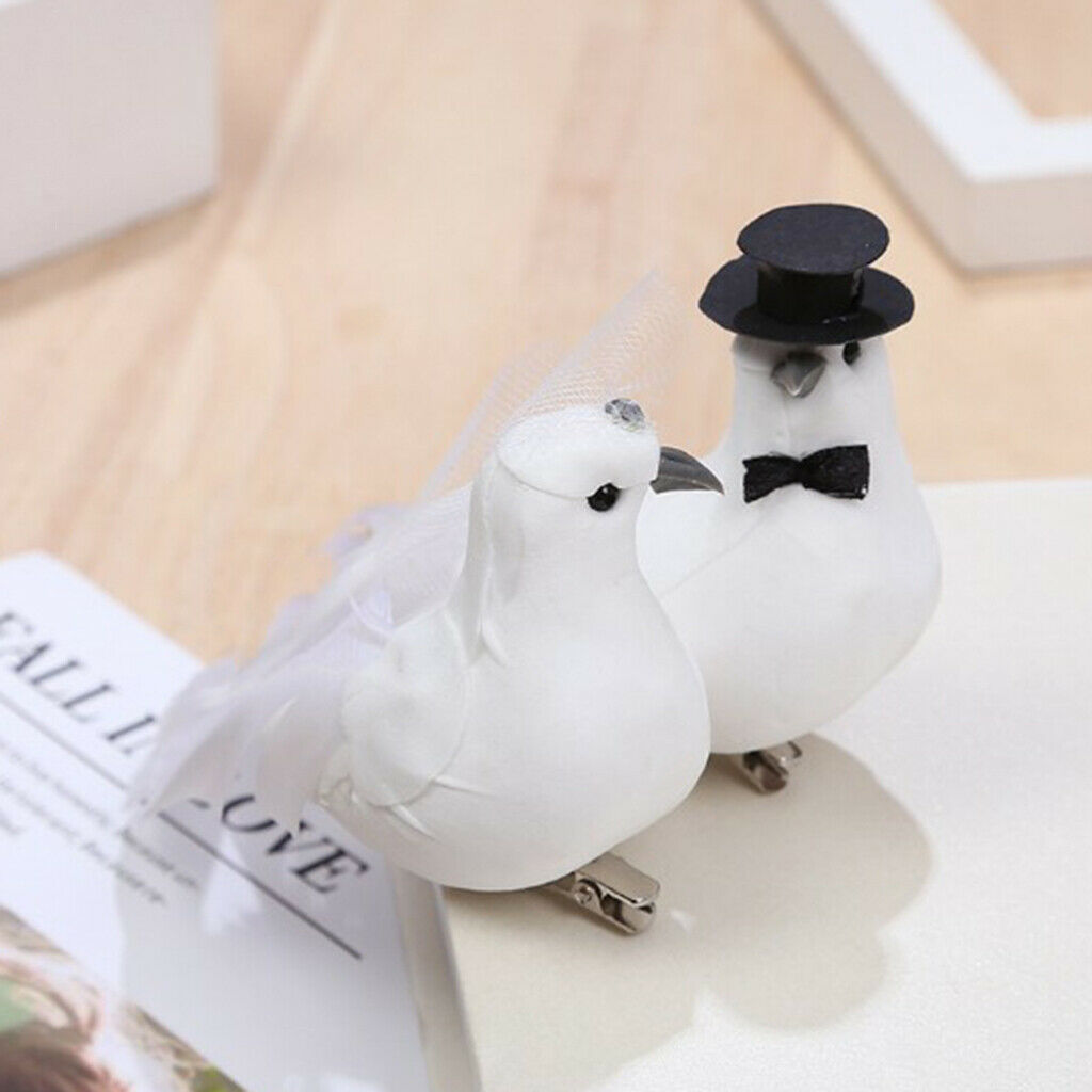 12pack White Dove Pigeon Clip Modeling Ornaments Home Crafts 5.9x3.1x2.8inch