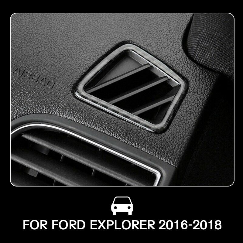 2pcs Carbon Fiber Upper Air Vent Outlet Cover Trim For Ford Explorer 2013-2018