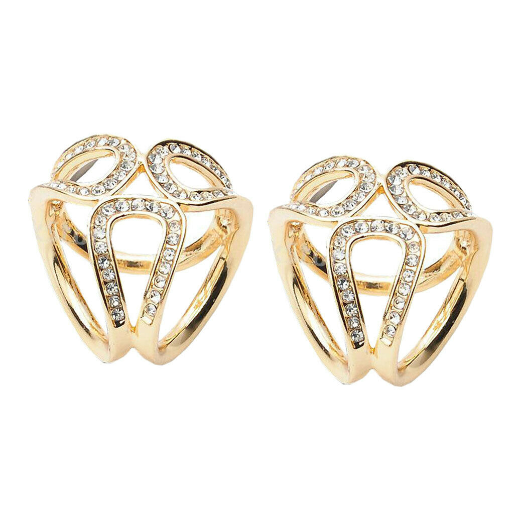 2x Womens Fashion Rhinestone 3 Rings Scarf Buckle Triple Slide Scarf Ring