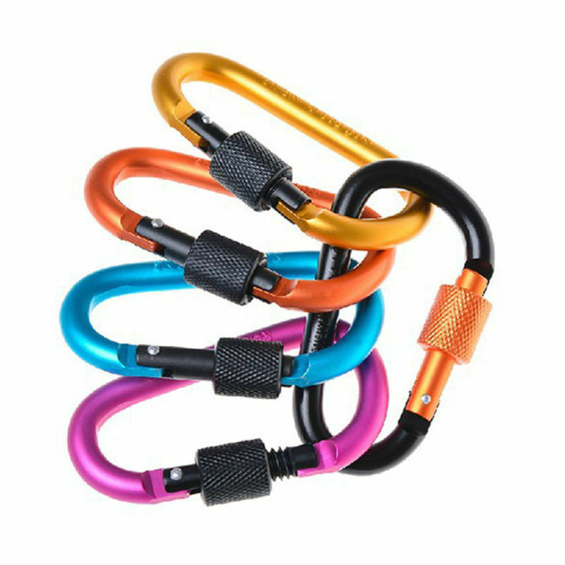5PCS/ Set Aluminum Carabiner Keyring D-Ring Key Chain Clip Snap Hook Karabiners