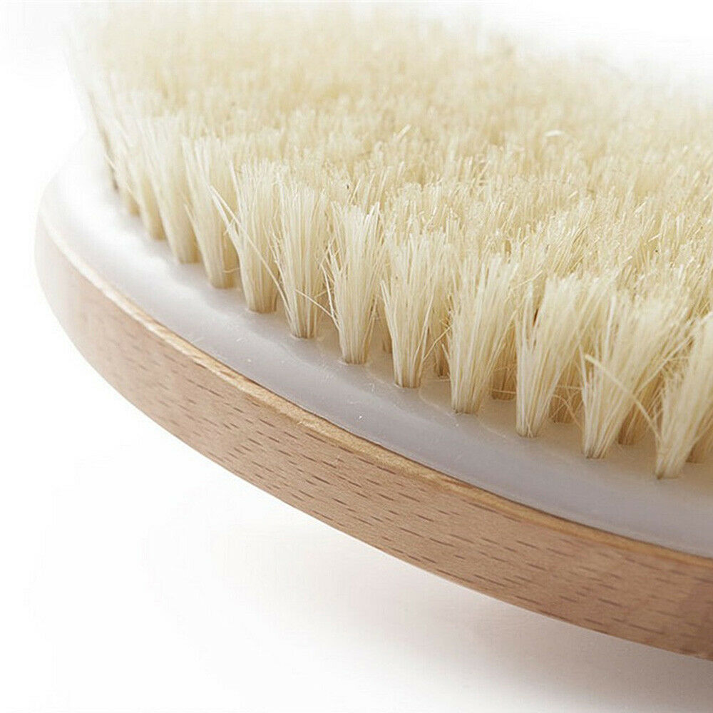 Bath Brush Shower Wood Long Handled Soft Bristle Back Scrubber Body Skin Rubbing