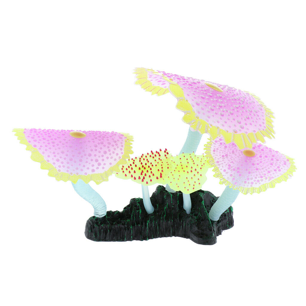 Glowing Effect Silicone Artificial Coral Plant for Fish Tank Aquarium purple