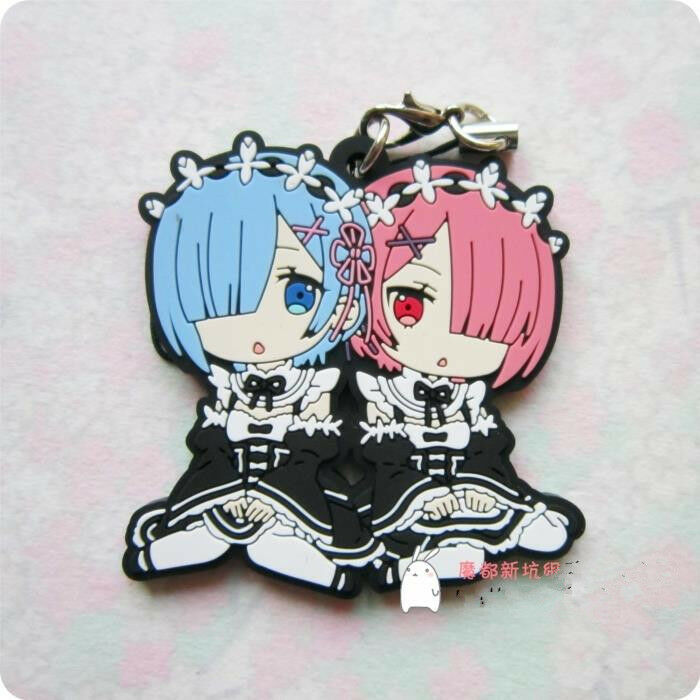 T183 Re Zero Kara Hajimeru Isekai Seikatsu Anime Rubber Strap Keychain Rem Ram