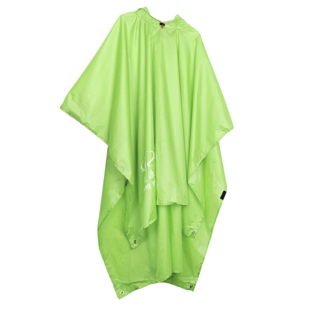 Multifunction Raincoat Poncho Cover Tent Hiking Rainwear Light Green