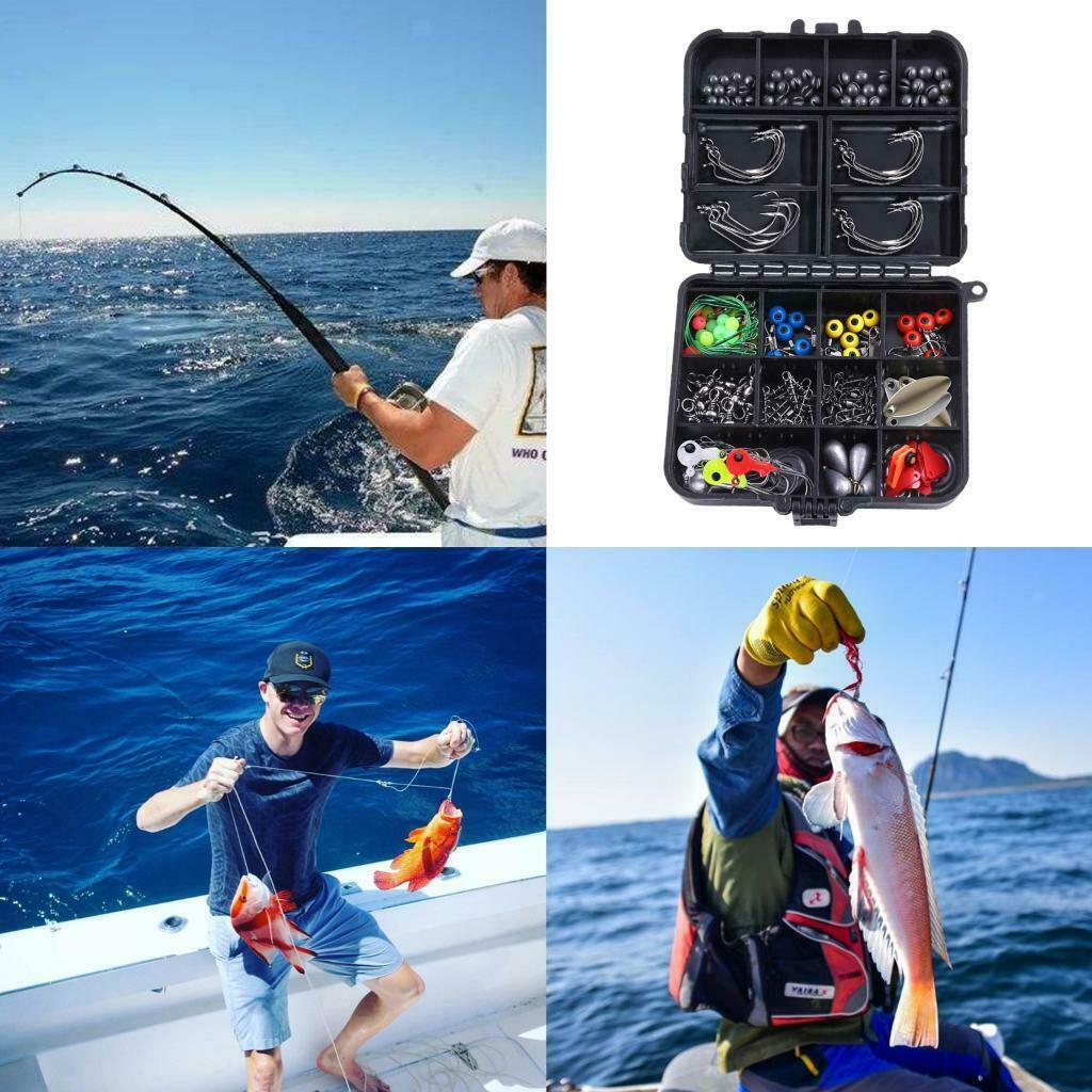 160/187pcs Set Fishing Accessories Tackle Kit with Fishing Hooks, Weights, Etc -