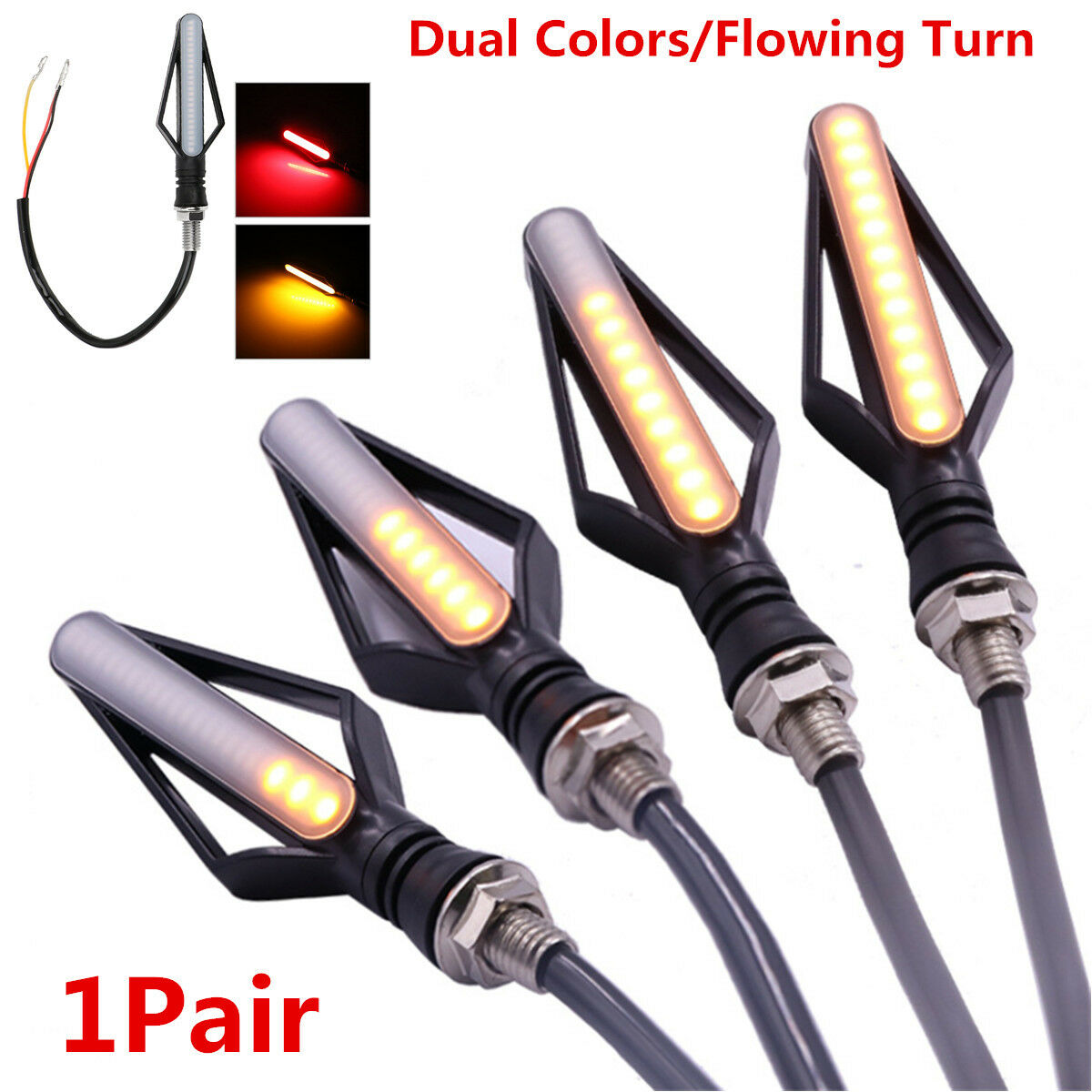 1 Pair Dual Colors 24LED Brake Tailight Flasher Strobe Flowing Turn Signal Light