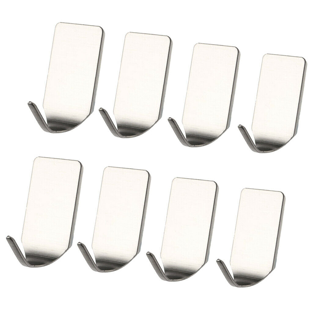 8pcs Use Self Adhesive House Wall Stainless Steel Holder Hook Durable