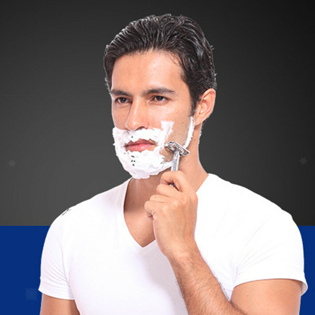 Mens Double Edge T Shaped Safety Razor Beard Shaver + Stainless Steel Blades