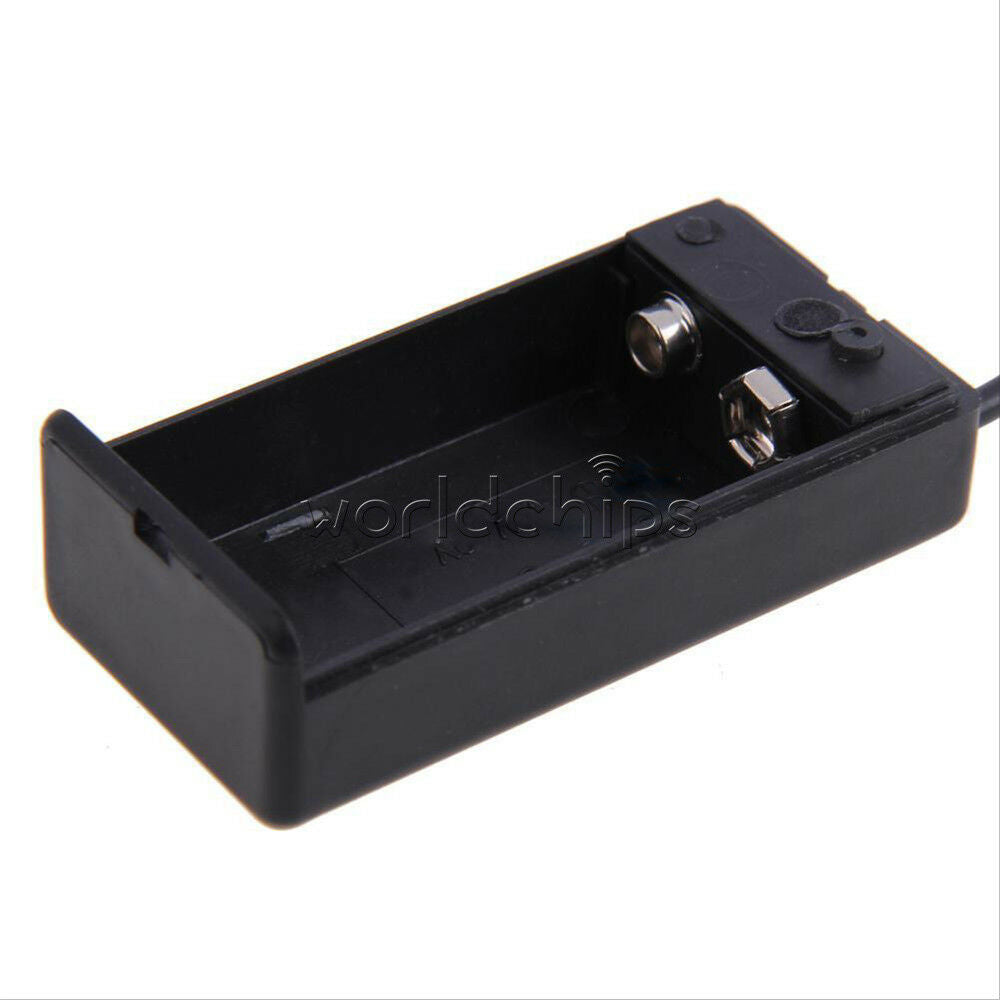 PP3 9V Battery Holder Box Case Wire Lead ON/OFF Switch Cover + DC 2.1mm Plug